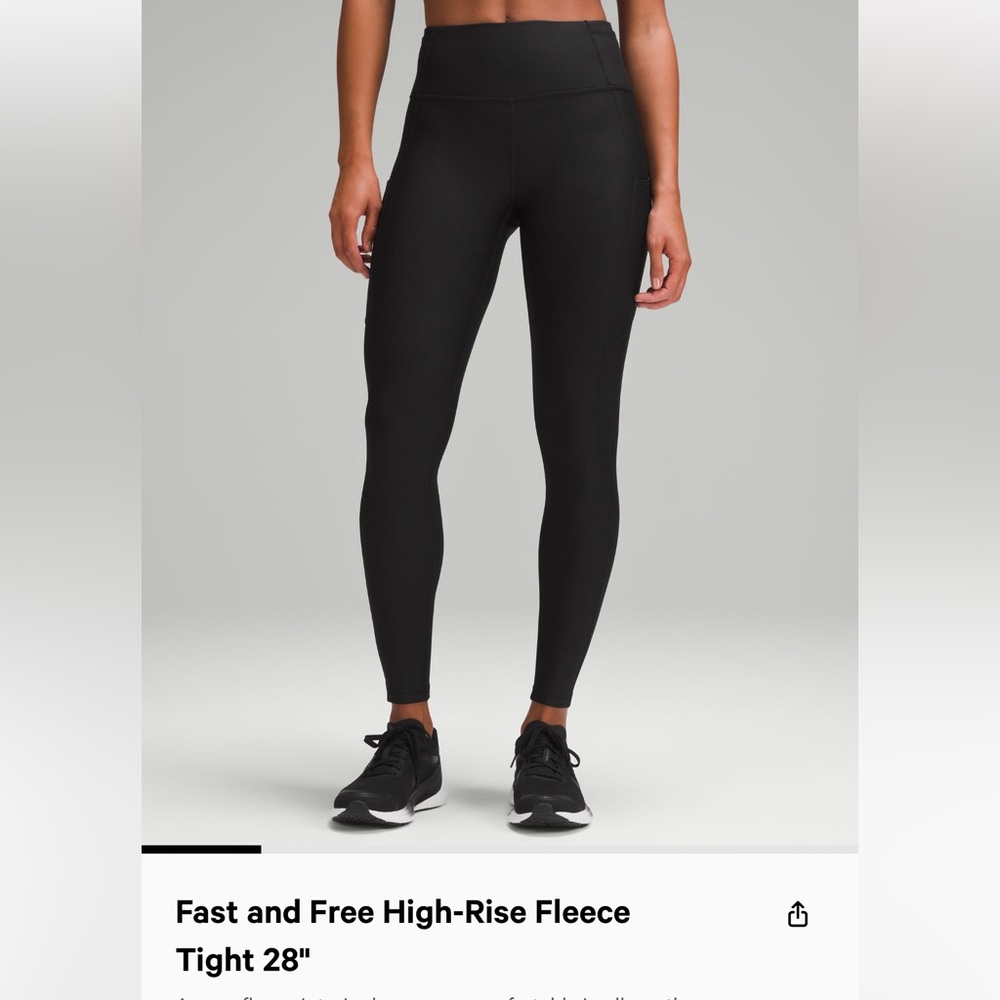 Lululemon Fast and Free High-Rise Fleece Tight 28" size 0
